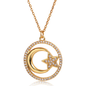 Round  Star Moon Necklace