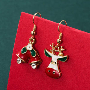 Asymmetric Christmas Tree Snowflake Earrings