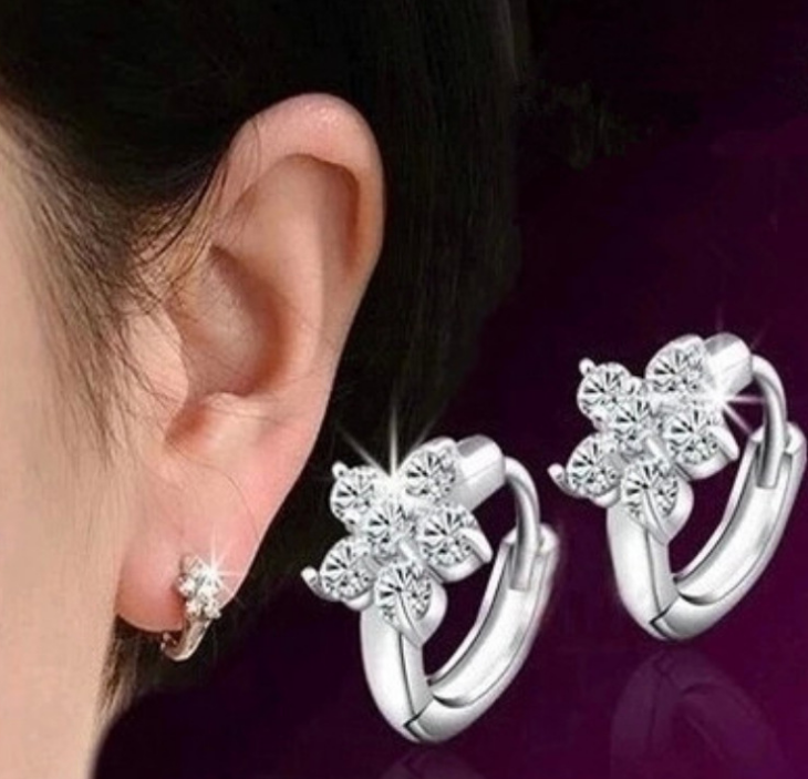 Snowflake CZ Hoop Earrings