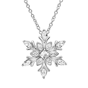 Merry Christmas Mom Sterling Silver Snowflake Necklace