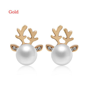 Christmas Pearl Antlers Earrings