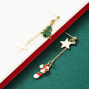 Christmas Tree Star Tassel Earrings