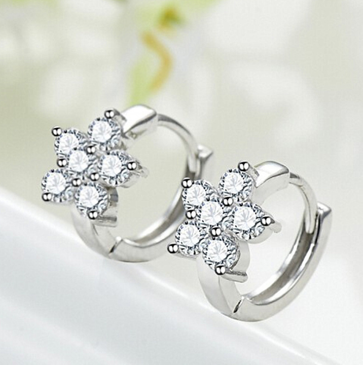 Snowflake CZ Hoop Earrings