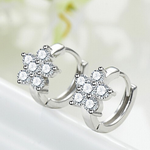 Snowflake CZ Hoop Earrings