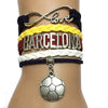 Infinity love Barcelona Bracelet (leather wrapped spain soccer Charm)