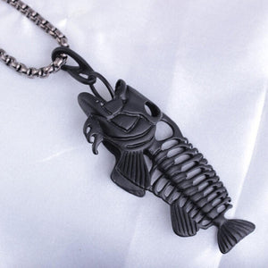 Exaggerated Fish & Fishing Hook Pendant