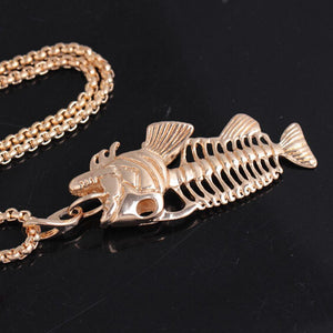 Exaggerated Fish & Fishing Hook Pendant