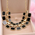 Long Plated Geometric Choker Necklace