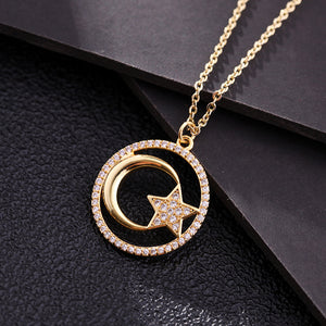 Round  Star Moon Necklace