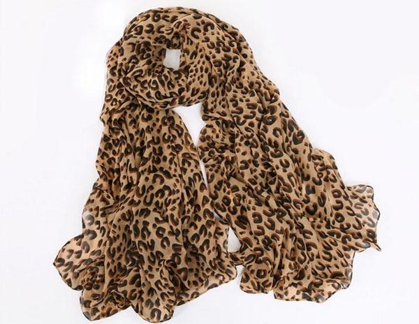 Leopard Print Chiffon Scarf