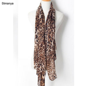 Leopard Print Chiffon Scarf