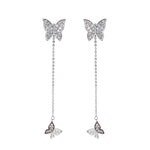 925 Sterling Silver Butterfly Crystal Earrings