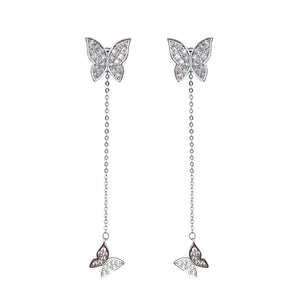 925 Sterling Silver Butterfly Crystal Earrings