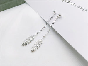 Hot 925 Silver Feather Earrings