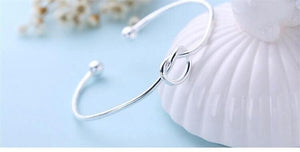 925 Sterling Silver Heart-shaped  Knot  Bracelet