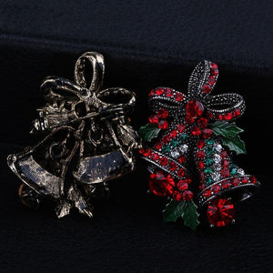 Lovely Two Bow Bells Christmas Brooch