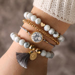 Bohemian Heart Beads Tassel Layered Bracelet Set