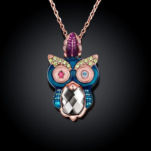 Rhinestone Owl Necklace