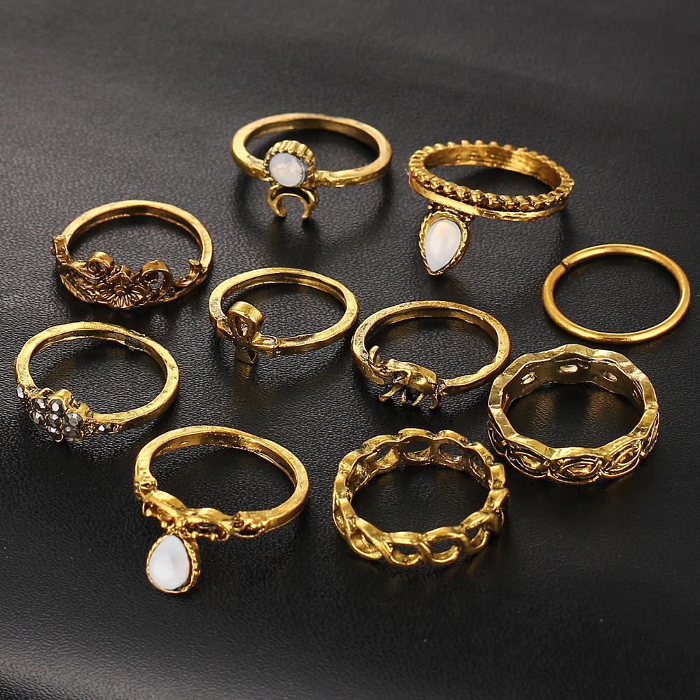 Trendy Fashion Rings 10 Piece Set