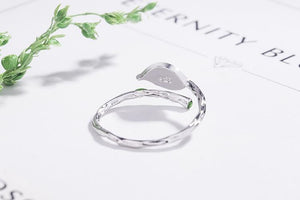 925 Sterling Silver Green Leaf Ring