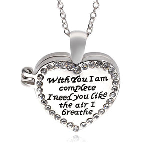 With You I Am Complete  Heart Locket Necklace