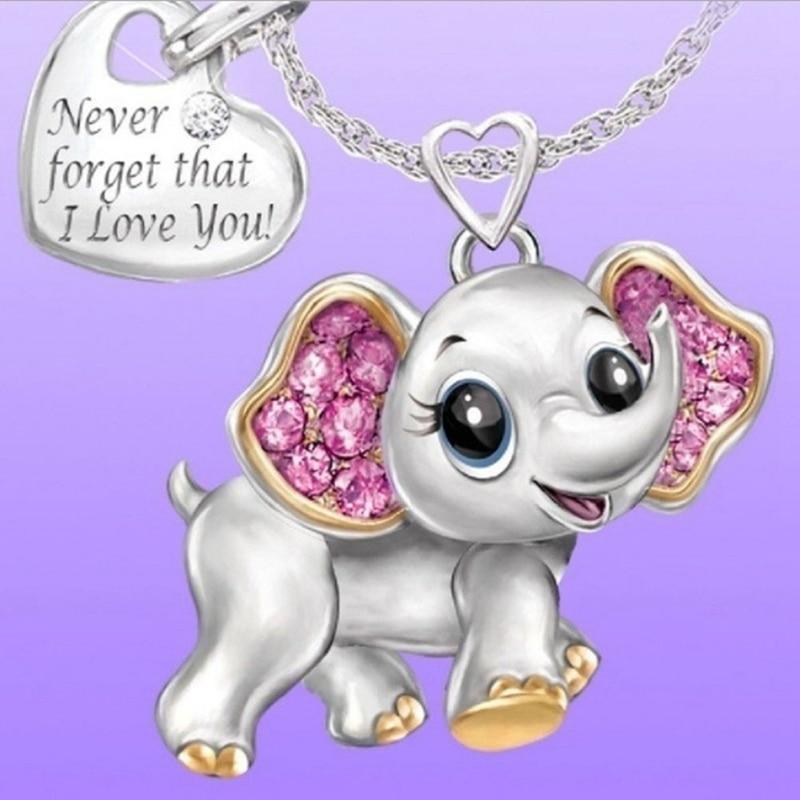 Never Forget I Love You Elephant Necklace