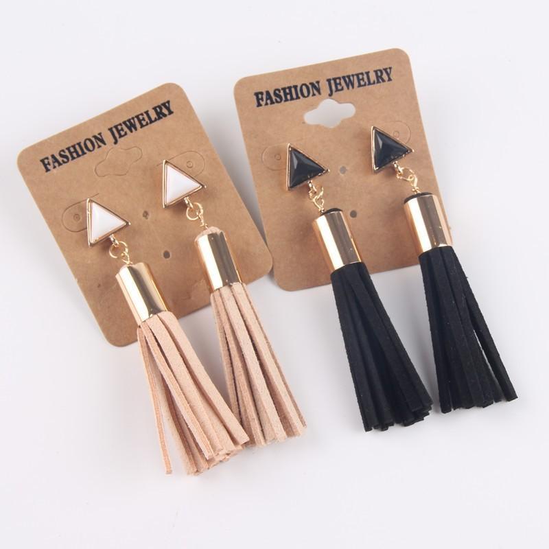 Triangle Tassel Drop Earrings