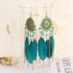 Dylan's Long Feather Drop Earrings Collection