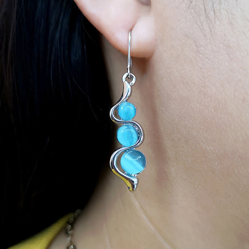 Blue Moonstone Dangle  Earrings