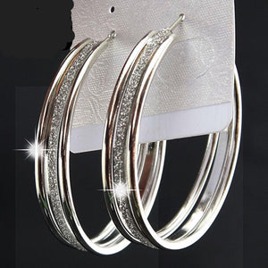 Silver Frosted Big Hoop Earrings