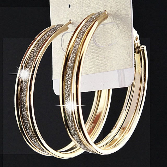 Silver Frosted Big Hoop Earrings