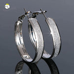 Silver Frosted Big Hoop Earrings