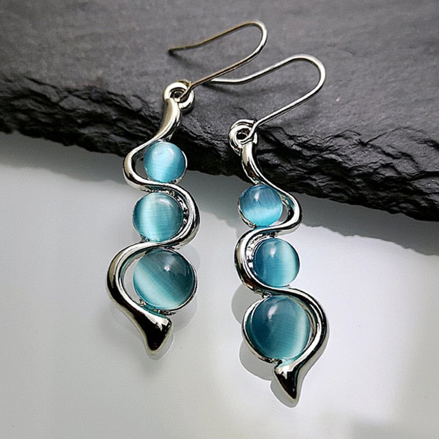 Blue Moonstone Dangle  Earrings