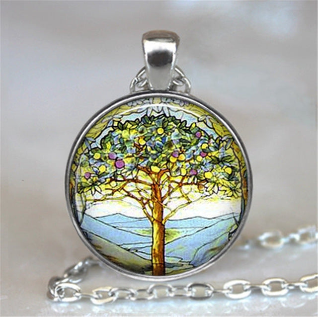 Tree Of Life Glass Statement Necklace