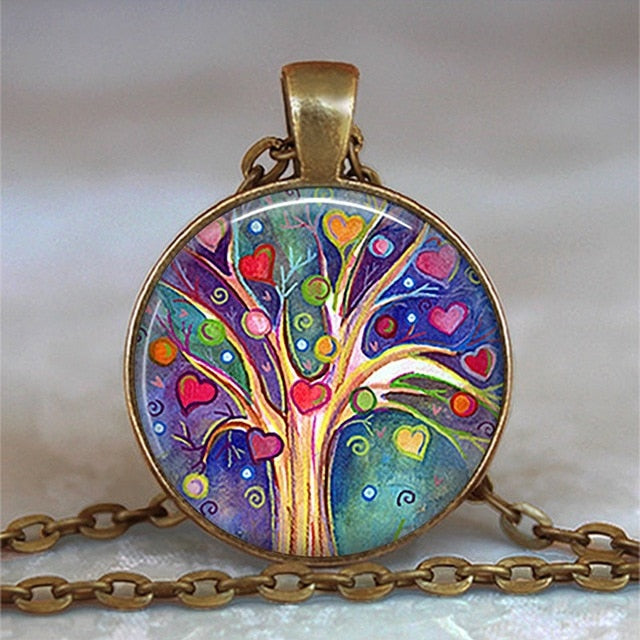 Tree Of Life Glass Statement Necklace