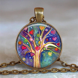 Tree Of Life Glass Statement Necklace