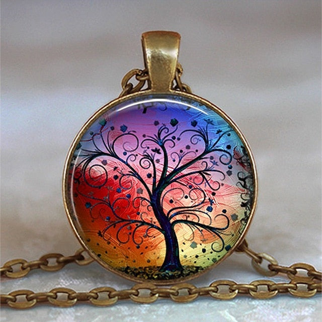 Tree Of Life Glass Statement Necklace