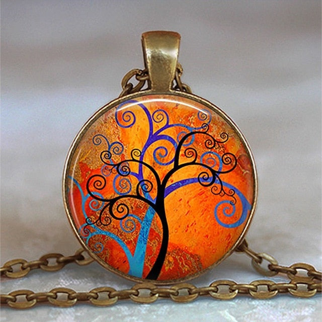 Tree Of Life Glass Statement Necklace