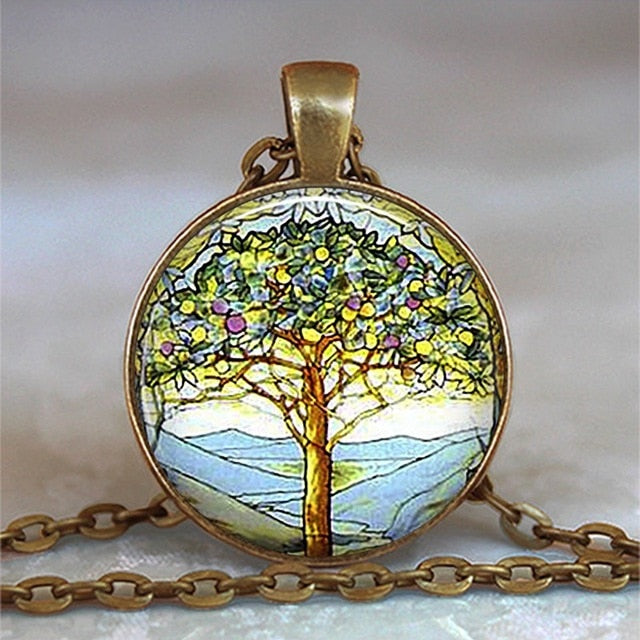 Tree Of Life Glass Statement Necklace