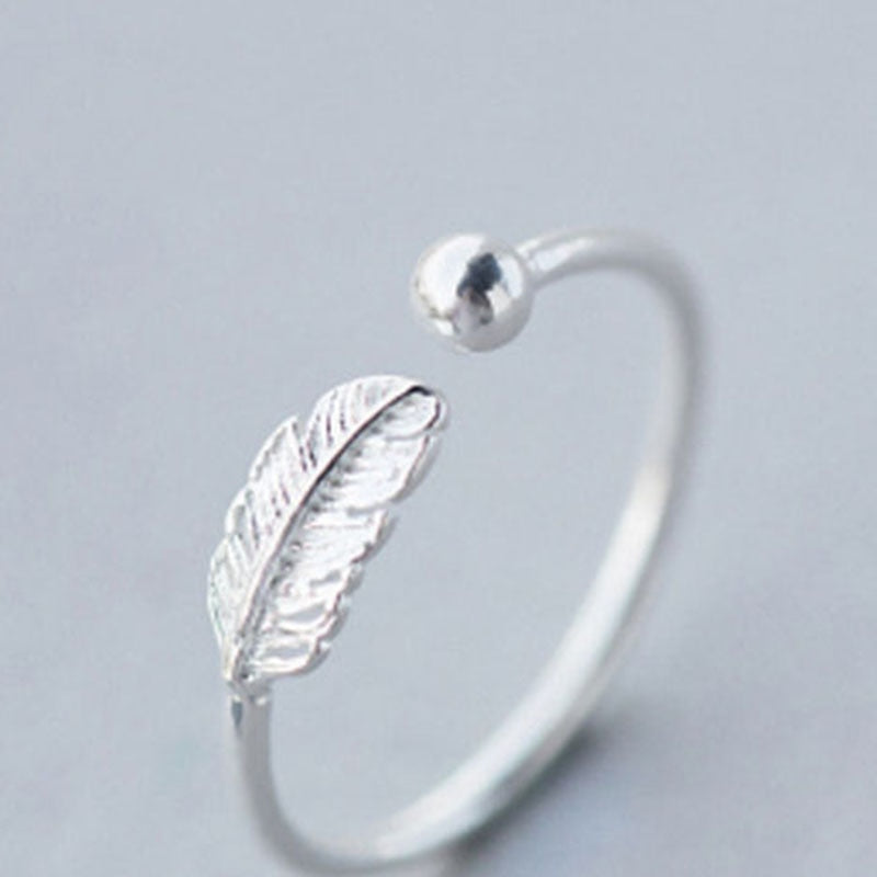 Hot 925 Sterling Silver Feather  Ring