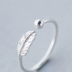 Hot 925 Sterling Silver Feather  Ring