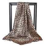 Luxury Silk Satin Leopard Print Scarf