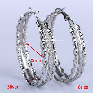 Silver Frosted Big Hoop Earrings