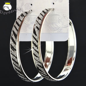 Silver Frosted Big Hoop Earrings