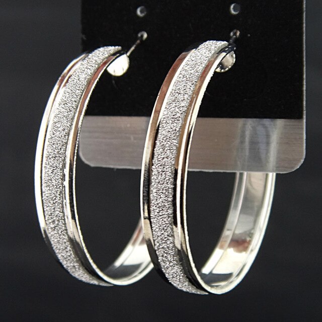 Silver Frosted Big Hoop Earrings