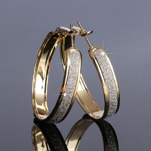 Silver Frosted Big Hoop Earrings