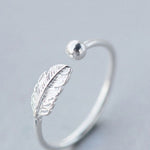 Hot 925 Sterling Silver Feather  Ring