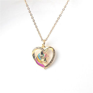 Life Is Beautiful Unicorn Heart  Necklace