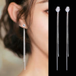 Long Crystal Tassel Earrings