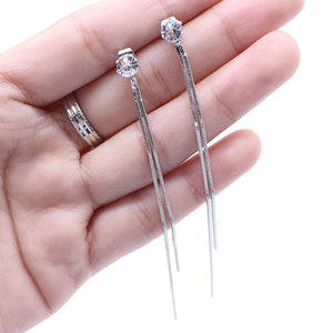 Long Crystal Tassel Earrings